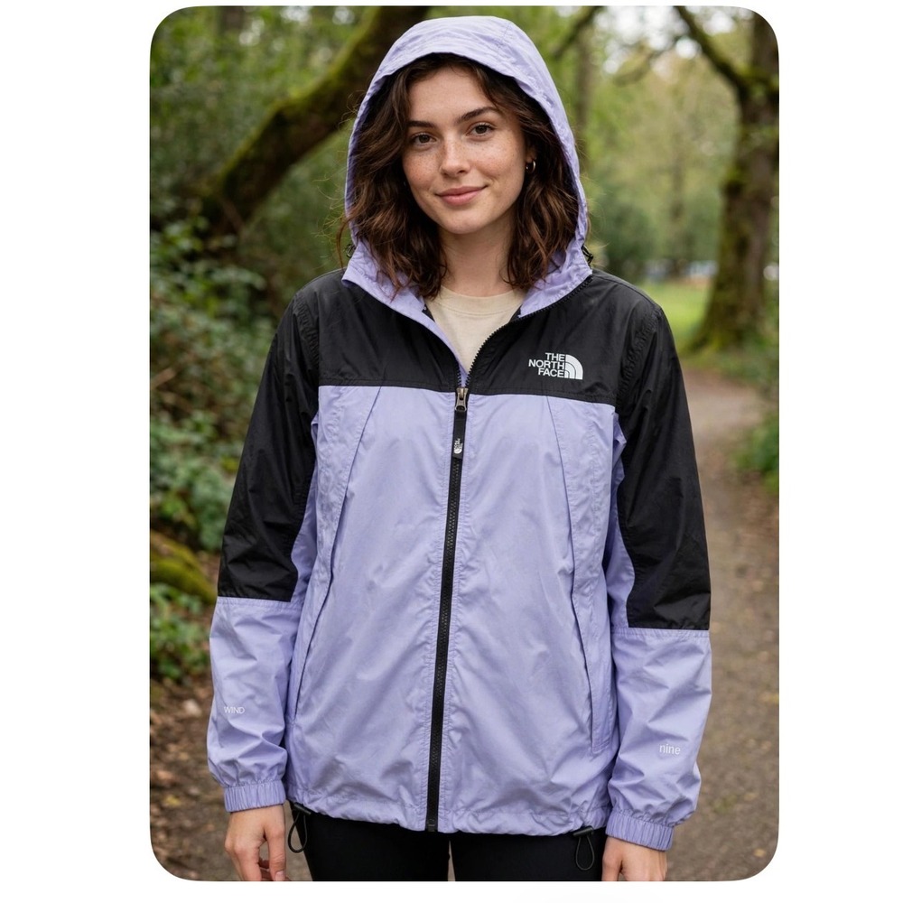 The North Face Hydrenaline Wind Jacket Lavender Black Youth XL Fits Women M/L
